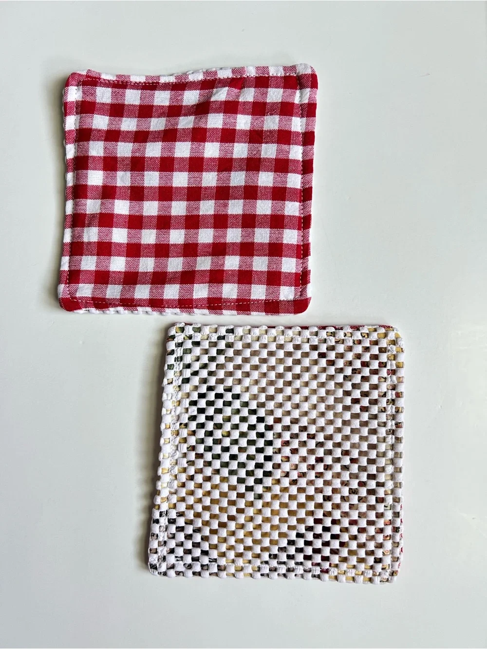 Hand Crafted Red and White Gingham Non Slip Jar Grippers Opens Hard to Turn Lids